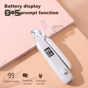 2-в-1 аккумуляторная машинка для стрижки когтей домашних животных, шлифовальная машинка для кошачьих когтей со светодиодной подсветкой для собак, кошек, тихий и острый триммер для когтей собак белый