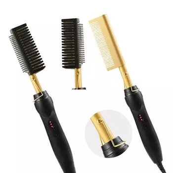 2 в 1 электрическая расческа для выпрямления волос с подогревом, щипцы для завивки влажных и сухих волос, утюжок для выпрямления волос, инструмент для укладки волос EU