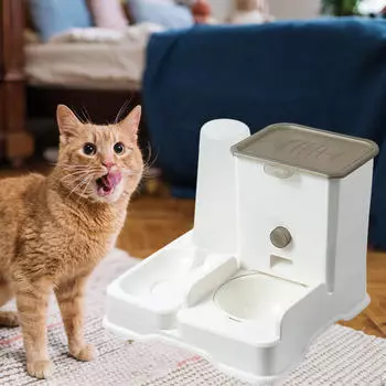 2 в 1 Автоматическая поилка для домашних животных Большая емкость для хранения еды Самостоятельная кормушка для кошек и собак Вода и Stainless Steel Bowl