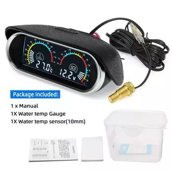 2 в 1 автоматический цифровой измеритель температуры воды, вольтметр и манометр давления масла, вольтметр с датчиками 1/8NPT для автомобиля, грузовика 12 В 24 В