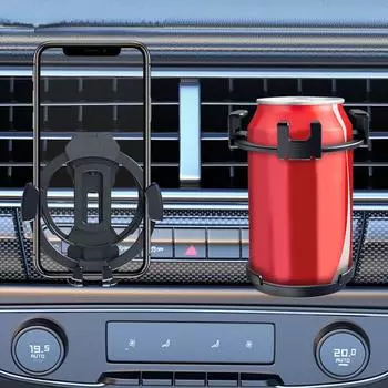 2-в-1 автомобильное крепление вращающийся на 360 градусов держатель для стакана для воды кофе бутылка держатель для телефона вентиляционное отверстие подставка чёрный