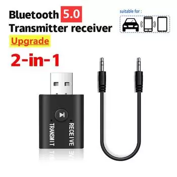 2 в 1 автомобильный Bluetooth 5.0 аудио приемник и передатчик 3,5 мм разъем AUX стерео беспроводной с микрофоном для громкой связи Mp3 динамик ТВ