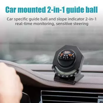 2 в 1 автомобильный компас с шариковым инклинометром морской магнитный компас навигационный указатель для лодки индикатор уклона высокая чувствительность чёрный