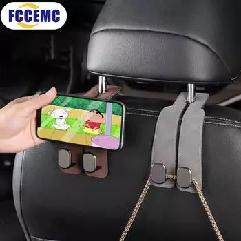 2 в 1 автомобильный подголовник крючок замшевая спинка заднего сиденья подвесной сплав двойной крючок зажим держатель для хранения автомобильные аксессуары для салона универсальный коричневый