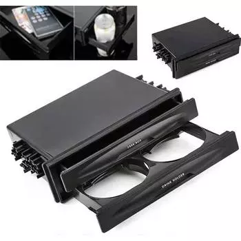 2 в 1 автомобильный ящик для хранения радиоприемника многоцелевой ABS универсальный 1DIN 2-слойный держатель для стаканов для сбора предметов автомобильный радиоприемник черный стакан H S9M1 чёрный