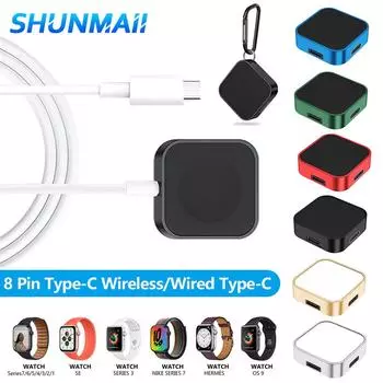 2 в 1 беспроводное магнитное зарядное устройство для часов, аксессуары, 8-контактное беспроводное зарядное устройство Type-C с карабином для Apple Watch Ultra 49 мм/8 7 6