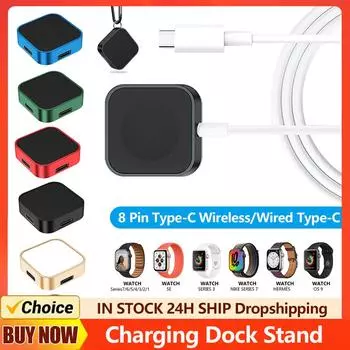 2 в 1 беспроводное магнитное зарядное устройство для часов, аксессуары, 8-контактное беспроводное зарядное устройство Type-C с карабином для Apple Watch Ultra 49 мм/8 7 6