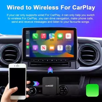 2 в 1 беспроводной адаптер для CarPlay для Android Auto Car Radio Conversion Box с проводным подключением для CarPlay поддерживает Google Maps 5 ГГц WiFi BT 5.0 Auto чёрный