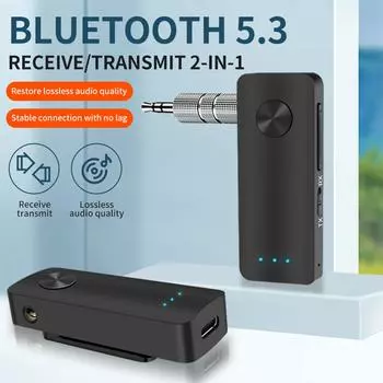 2 в 1 Bluetooth 5,3 адаптер-передатчик-приемник 3,5 мм разъемы AUX для автомобильных динамиков аудио-музыкальный приемник гарнитура громкой связи