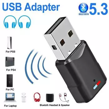 2 в 1 Bluetooth аудио адаптер беспроводной адаптер для наушников приемник USB Bluetooth 5.3 Dongle для PS5/PS4 игровая консоль ПК гарнитура