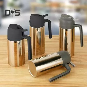 2 в 1 бутылка-диспенсер для масла для кухни 360/430/500 мл, распылитель масла из нержавеющей стали с двумя насадками, распылитель масла для барбекю, приготовления пищи, гриля, салатов, выпечки S серый