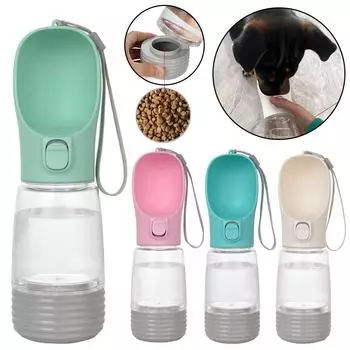 2 в 1 бутылка для воды для собак, кормушка для еды, портативная поилка для маленьких и средних собак, путешествия, пеший туризм, диспенсер для домашних животных, товары для щенков и кошек белый