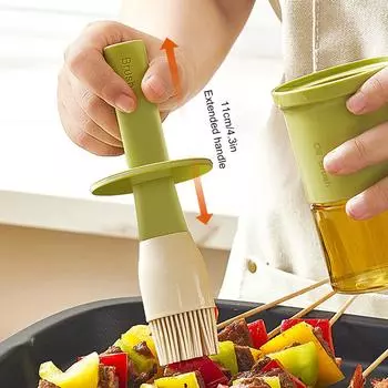 2 в 1 бутылка-дозатор для масла с кисточкой, термостойкая бутылка для оливкового масла, бутылка для соуса, уксуса, приправы для барбекю, инструмент для выпечки зелёный