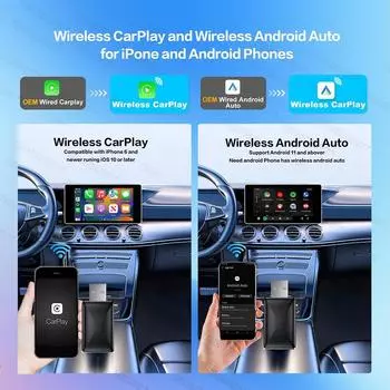 2 в 1 CarPlay Box Беспроводной Carplay apter Проводной для Беспроводной Carplay Android Auto BT USB/Type C Для VW Ford Toyota Hyundai Kia