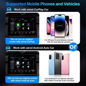 2 в 1 CarPlay и Android Auto Mini Ai Box беспроводной адаптер Carplay проводное подключение к беспроводному Bluetooth WiFi подключение Plug and Play