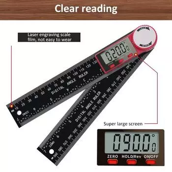 2-в-1 цифровой угломер линейка гониометр 360 градусов транспортир из пластика/нержавеющей стали деревообрабатывающий измерительный инструмент