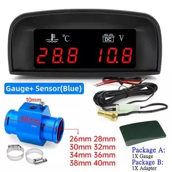 2 в 1 датчик температуры воды, автомобильный вольтметр, датчики напряжения, датчик температуры, 10-миллиметровая головка, соединительный трубный датчик, адаптер шланга радиатора