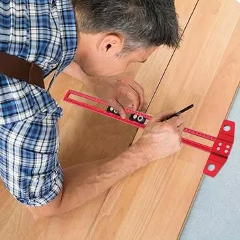 2 в 1 Деревообрабатывающий скрайбер Многофункциональный сверлильный позиционный линейка из алюминиевого сплава TShape 300mm красный