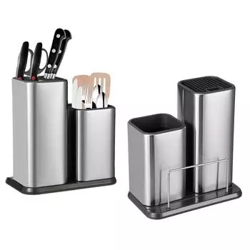2 в 1 держатель для ножей, палочек для еды, ящик для хранения ложек, нержавеющая сталь, нижний слив, кухонная столешница, органайзер для столовых приборов