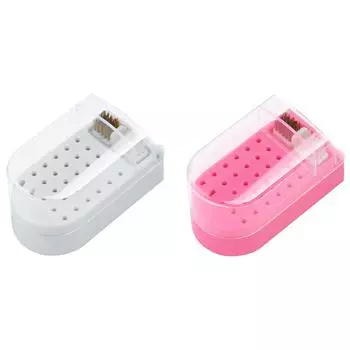 2 в 1 держатель для сверл для ногтей, чехол для чистки сверл, 30 отверстий, пылезащитная подставка для сверл для дизайна ногтей белый