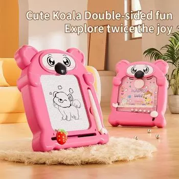 2-в-1 Детская магнитная доска для рисования «Коала» Двусторонний игровой автомат для игры в пинбол Детская живопись Письмо розовый