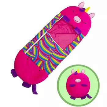 2 в 1 детский спальный мешок, спальный мешок Unicorn с подушкой для мальчиков и девочек, розово-красный S