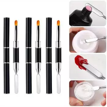 2 в 1 дизайн 2 шт двойная головка Polynail гелевая кисть селектор кисть для ногтей и шпатель из нержавеющей стали гелевый наращивание ногтей гелем инструмент