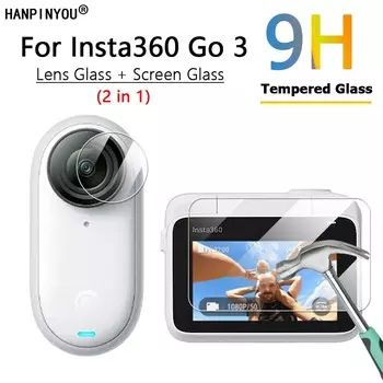 2 в 1 для Insta360 Go 3 Tiny Action Camera, прозрачный ультратонкий объектив камеры + передний экран 2,5D 9H защитная пленка из закаленного стекла