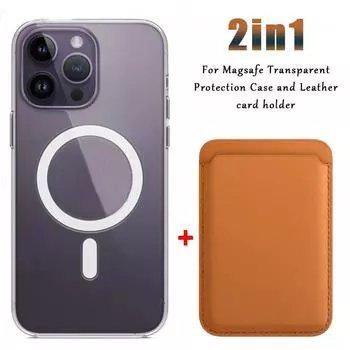 2 в 1 для магнитного бумажника-держателя для карт Magsafe для iPhone 15 14 13 12 11 Pro XS Max X XR, аксессуары для беспроводной зарядки iPhone 15 Pro Max чёрный