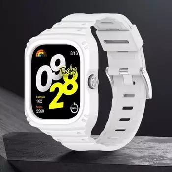 2 в 1 для Redmi Watch 4 чехол + ремешок водонепроницаемый защитный чехол для смарт-часов и ремешок сменный ремешок аксессуары для часов розовый