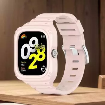 2 в 1 для Redmi Watch 4 Чехол + Ремешок Силиконовый ремешок для часов + Защитный чехол Чехол Сменный браслет Аксессуары для часов белый