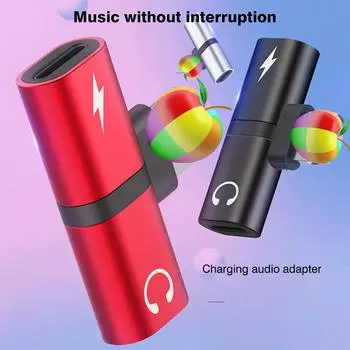 2 в 1 двойной адаптер для подсветки, зарядки, прослушивания и звонков для iPhone 11 12 13 X XS MAX XR 7 8 Plus, аудиоразветвитель для наушников и зарядного устройства красный