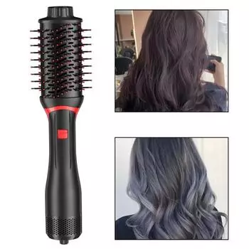 2-в-1 фен-щетка с отрицательными ионами, керамический титановый цилиндр, фен для защиты от вьющихся волос, выпрямитель для волос с горячим воздухом, инструмент для женщин и девочек L US Plug