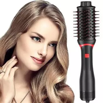 2-в-1 фен-щетка с отрицательными ионами, керамический титановый цилиндр, фен для защиты от вьющихся волос, выпрямитель для волос с горячим воздухом, инструмент для женщин и девочек L US Plug