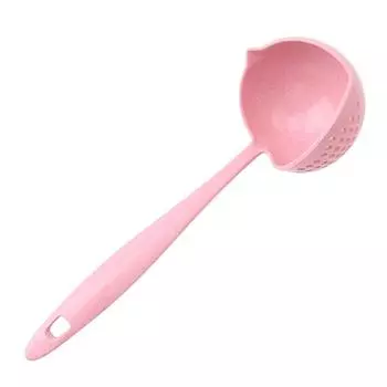 2 в 1 фильтр-скиммер, посуда, каша, суповая ложка с длинной ручкой one size розовый
