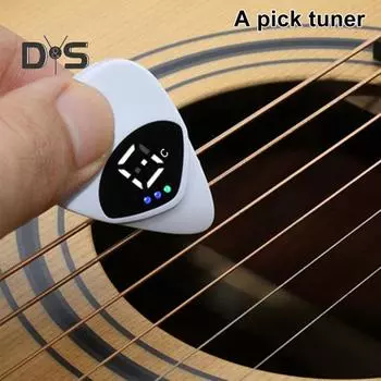 2 в 1 гитарный тюнер и медиатор, цифровой медиатор со светодиодным дисплеем, медиатор-плектрум с 12 равнотемперированными музыкальными нотами белый