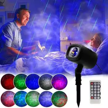 2 в 1 Хэллоуин Рождество световой проектор уличный проектор волны воды лампы праздничный метеоритный дождь дождь пейзаж прожектор EU Plug