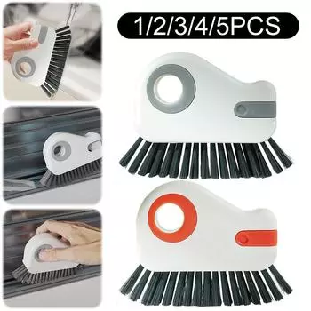 2 в 1 Инструмент для чистки оконных направляющих со скребком Жесткая щетина Щетка для чистки щелей для оконных зазоров Жалюзи Кондиционер 1Pc светло-серый