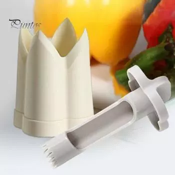 2-в-1 инструмент для удаления сердцевины перца халапеньо, большой маленький размер сердцевины, удобные ручки, устойчивый к ржавчине, прочный инструмент для удаления семян чили бежевый