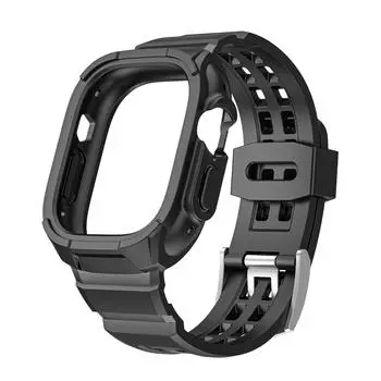 2-в-1 интегрированный дизайн, прозрачный двухрядный ремешок из ТПУ с пряжкой для часов Ultra 49 мм S8, полный защитный ремешок для часов для мужчин и женщин For 49mm розовый