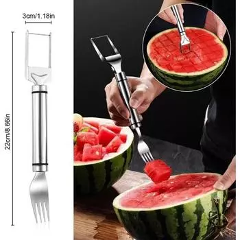 2-в-1 из нержавеющей стали фруктовый резак портативный арбузный резак вилка арбузный резак слайсер инструмент фруктовые вилки слайсер для домашней кухни