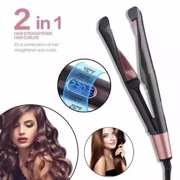 2 в 1 Керамические щипцы для завивки, Профессиональные выпрямители для волос, Модные инструменты для укладки us чёрный