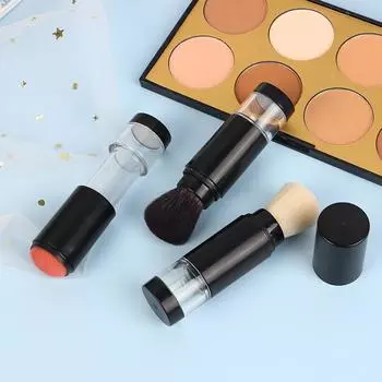 2 в 1 Кисть для нанесения тональной основы Пустая дорожная кисть для румян с заправляемым флаконом для рассыпчатой пудры Баночка для макияжа Косметические инструменты