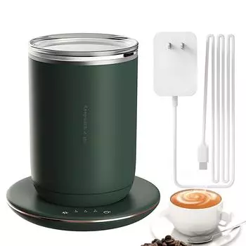 2 в 1 кружка для кофе с функцией самопомешивания, 3 уровня регулировки постоянной температуры, подогреватель чашек, 60 с, автоматическая остановка US plug зелёный