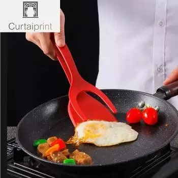2 в 1 кухонный гаджет аксессуары омлет лопатка зажим антипригарный силиконовый шпатель щипцы тосты блины яйца зажим для жарки стейка чёрный