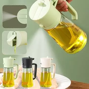 2 в 1 кухонный распылитель для оливкового масла, пластиковая бутылка-диспенсер для выпечки, диффузор для кемпинга Vi P3Z9 Green-470ml
