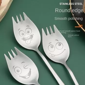 2 в 1 ложка для салата из нержавеющей стали, вилка двойного назначения, ложка для фруктов, вилка для еды лапши, западная столовая утварь, столовые приборы, подарки