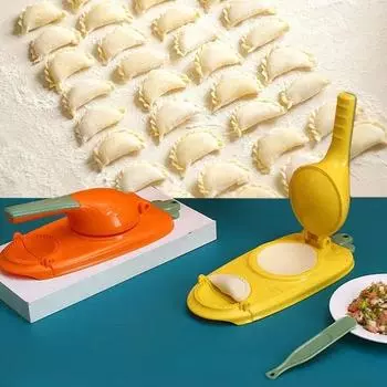 2 в 1 машина для изготовления пельменей, набор прижимных лапок для обертки, ручная трудосберегающая машина для формовки теста для пельменей, кухонный гаджет, инструмент для выпечки яблочного пирога оранжевый