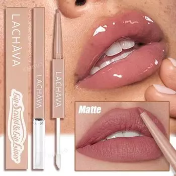 2 в 1 матовый бархатный карандаш для губ, водостойкий, натуральный, увеличивающий объем губ, контурный прозрачный, глянцевый, масляный, твердая помада для губ, 10 цветов