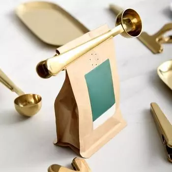 2-в-1 мерная ложка для кофе из нержавеющей стали, мерная ложка для кофейного порошка с уплотнительным зажимом, ложка для порошка чая, молока, аксессуары для кофе серебряный